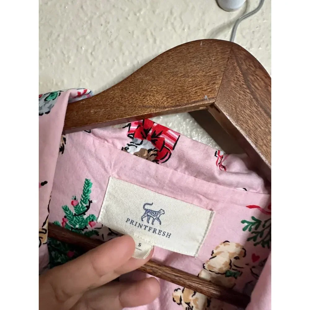 Printfresh x The Hiltons Christmas Poodle Party Sleep Shirt Dress  Womans Small